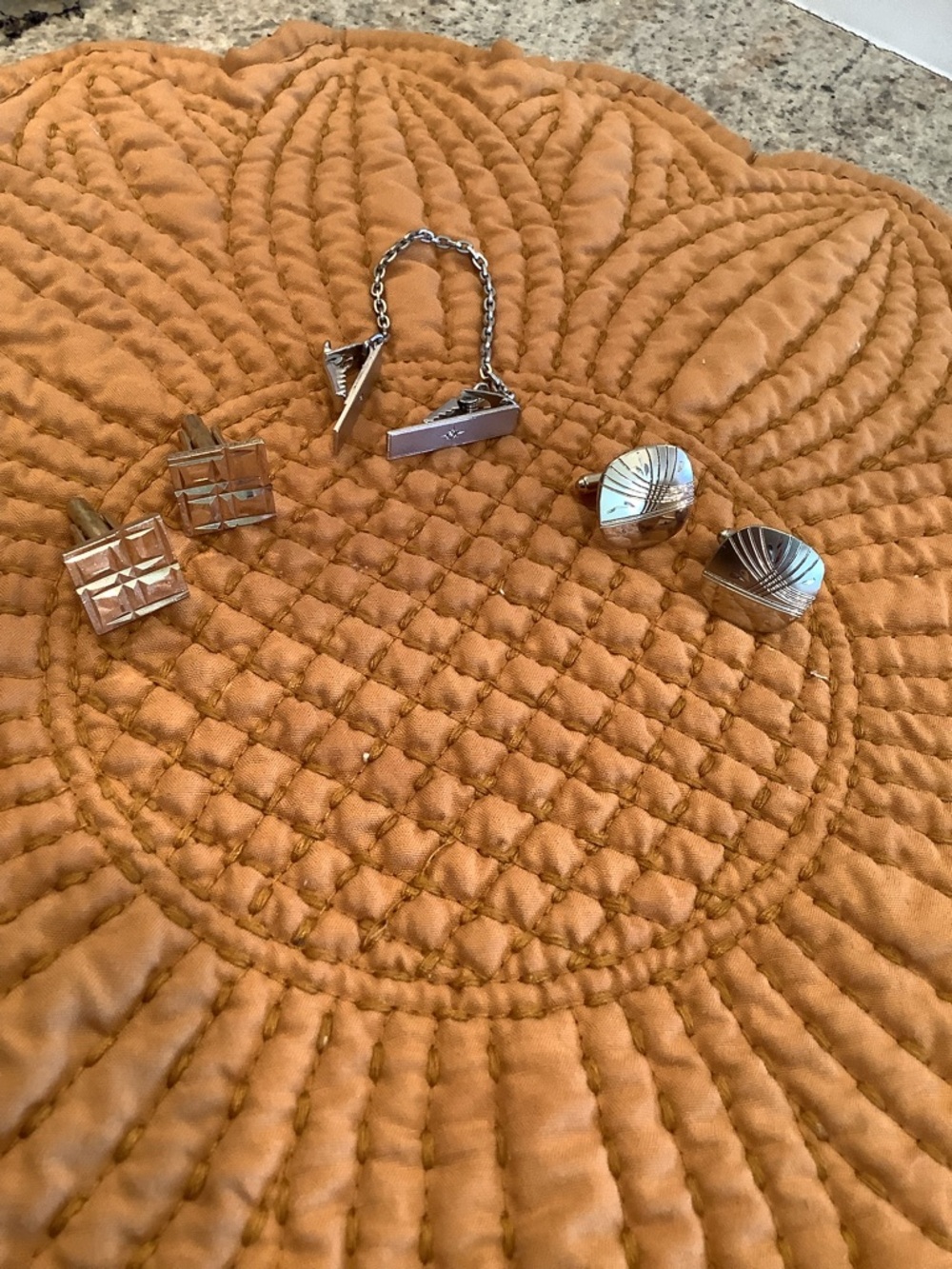 Lot of Classic Cufflinks and Tie Clip - Elegant Geometric Designs